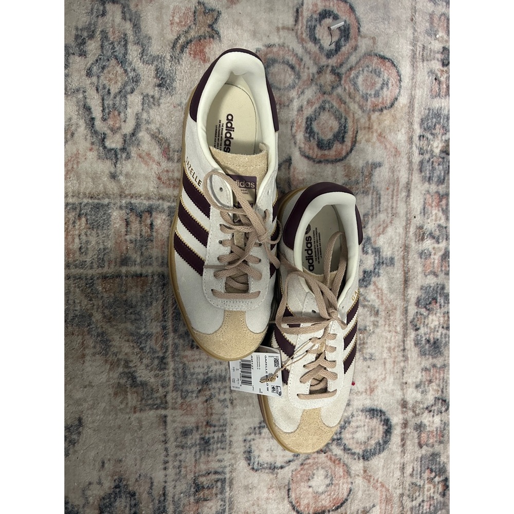 adidas Gazelle Bold Platform Sneaker — Beige and Burgundy - Picture 4 of 5